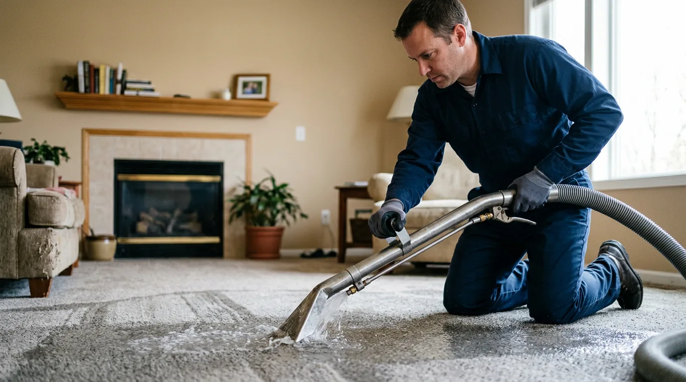 Water damage restoration technician working near Montrose, MO